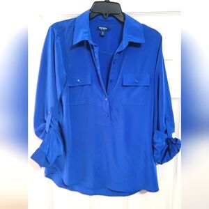 Portofino Blue Button Blouse Y2K